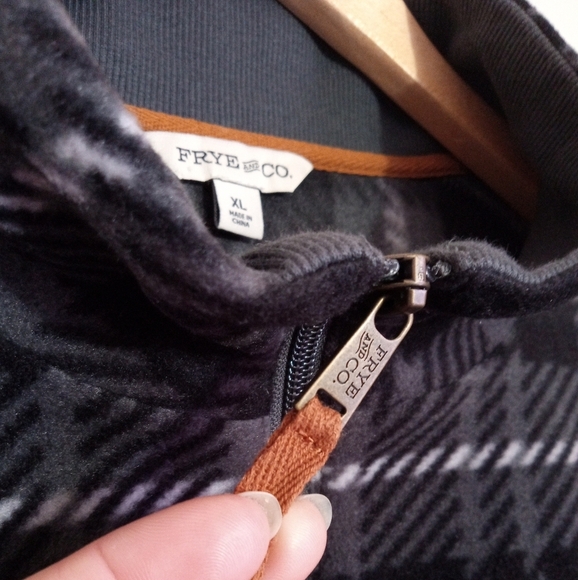 Frye & Co plaid half zip fleece pullover top men's size Xlarge NWT - Picture 4 of 8